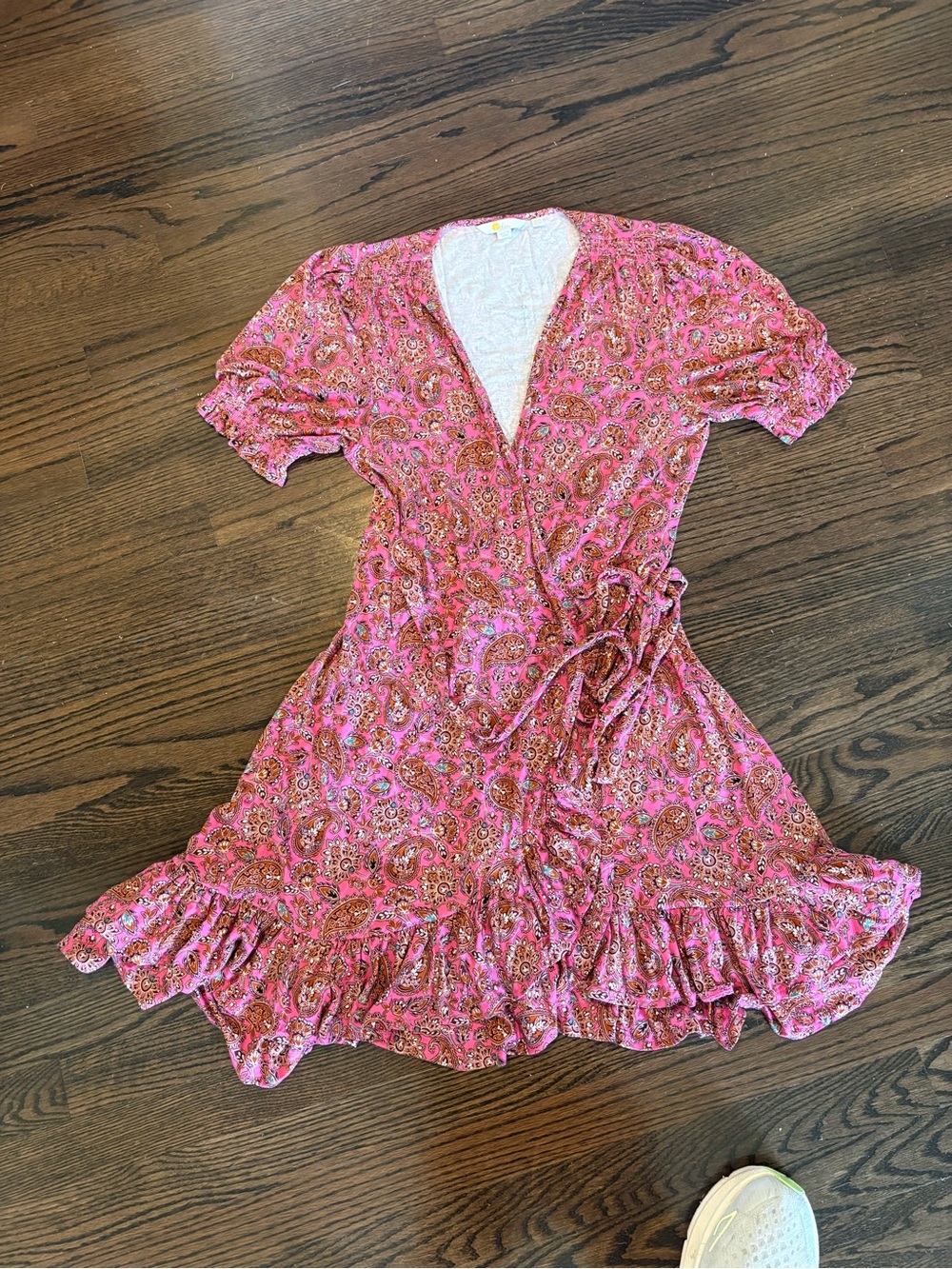 Boden Pink Paisley Tie-Waist Dress